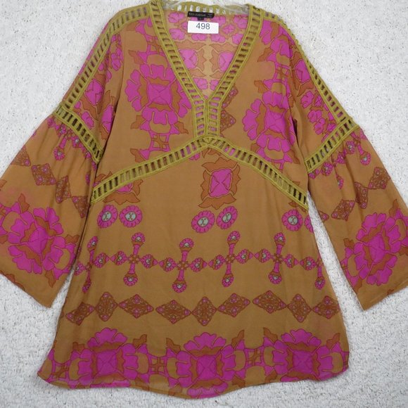 Fifth Avenue* Women's Long Sleeve V-Neck‎ High/Low Curved Hem Blouse Size~ Large - Picture 1 of 7